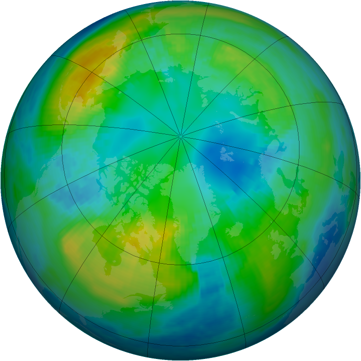 Arctic ozone map for 23 October 1987